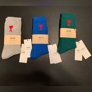 Ami Paris 3 Pack of Socks Three Pack Gift Set Alexandre Mattiussi Socks Heart